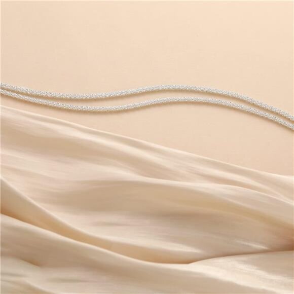 Sterling Silver Bracelet Set Womens Dainty Adjustable Paperclip Layered Jewelry - Picture 6 of 7